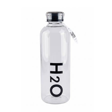 H2O Borosilikat Cam Matara - Şeffaf / Siyah - 1 lt