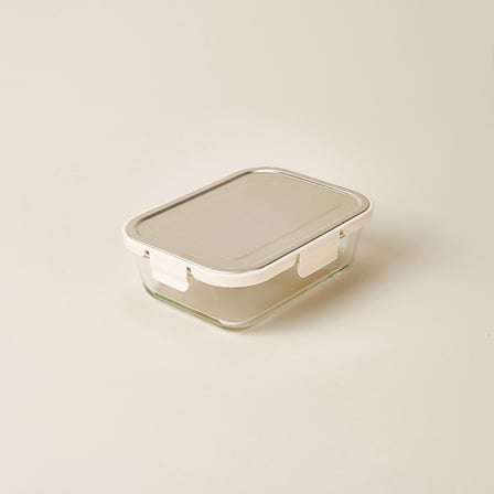 Kitchen Borosilikat Cam Kilitli Kapak Saklama Kabı - Şeffaf / Gri - 1520 ml