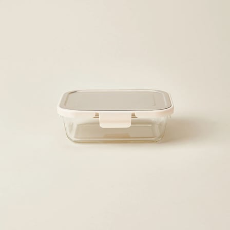 Kitchen Borosilikat Cam Kilitli Kapak Saklama Kabı - Şeffaf / Gri - 1040 ml