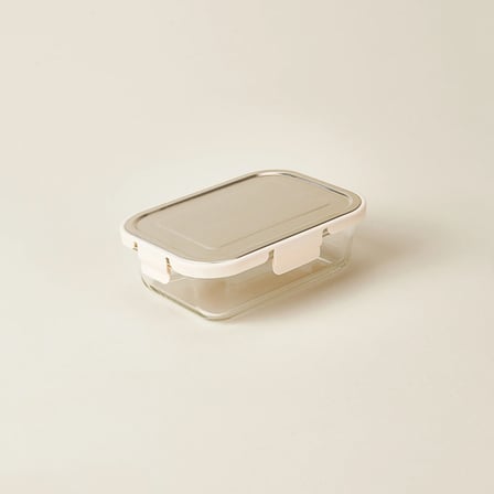 Kitchen Borosilikat Cam Kilitli Kapak Saklama Kabı - Şeffaf / Gri - 1040 ml