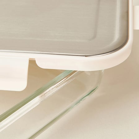 Kitchen Borosilikat Cam Kilitli Kapak Saklama Kabı - Şeffaf / Gri - 1040 ml