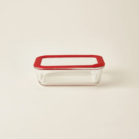 Kitchen Borosilikat Cam Kilitli Kapak Saklama Kabı - Şeffaf / Kırmızı - 1520 ml