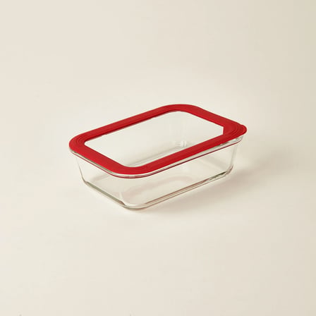 Kitchen Borosilikat Cam Kilitli Kapak Saklama Kabı - Şeffaf / Kırmızı - 1520 ml