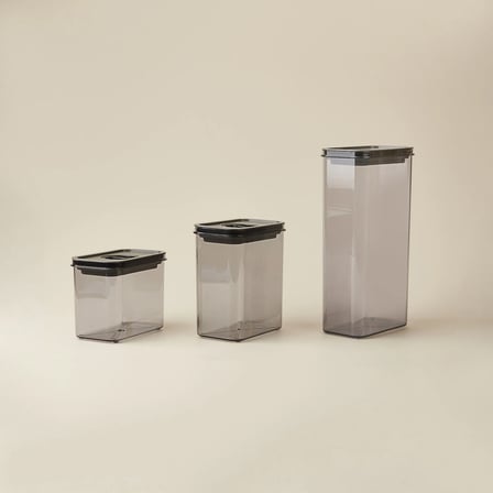 Kitchen Moeno 3'lü Vakumlu Kavanoz Seti - Siyah - 1,2 lt + 1,8 lt + 3 lt