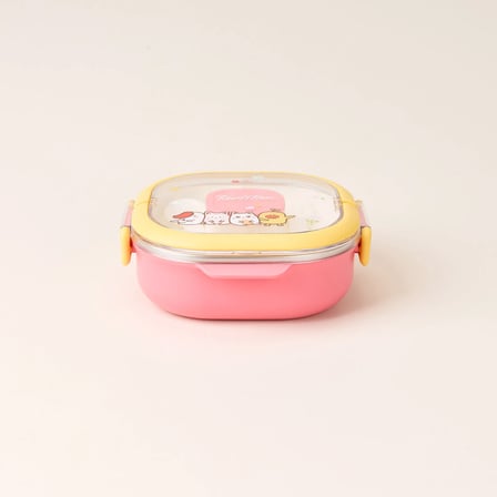 Paslanmaz Çelik 3 Bölmeli Çatal ve Kaşıklı Yemek Taşıma Kabı - Pembe - 700 ml