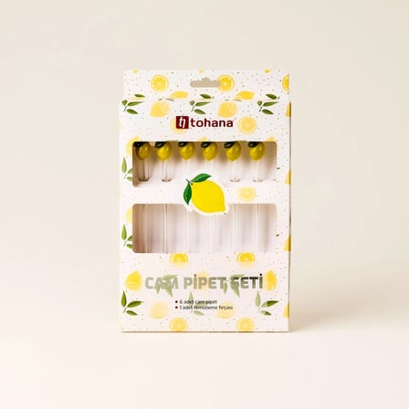 Limon Figürlü 6'lı Cam Pipet - Renkli