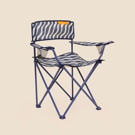 Living Zebra Desen 2'li Kamp Sandalyesi - Lacivert / Yeşil - 50x50x78 cm