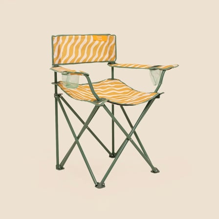 Living Zebra Desen 2'li Kamp Sandalyesi - Sarı - Yeşil - 50x50x78 cm