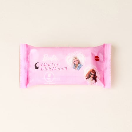 Barbie Desenli 8'li Mini Islak Mendil - Asorti - 10x5 cm