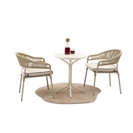 Home Tavoli Terea Bistro Masa Takımı - Krem - 55x55x70 cm