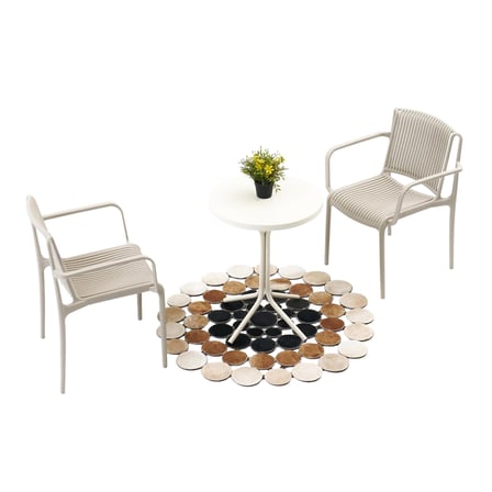 Home Nes Kollu Bistro Masa Takımı - Krem - 55x55x70 cm