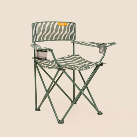 Living Zebra Desen 2'li Kamp Sandalyesi - Yeşil - 50x50x78 cm