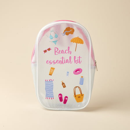 Living Beach Essential Kit Kozmetik Çantası - Şeffaf / Pembe
