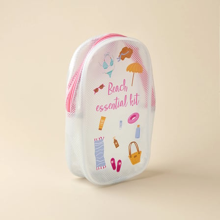 Living Beach Essential Kit Kozmetik Çantası - Şeffaf / Pembe