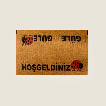 Güle Güle Kapı Önü Paspası - Bej - 40x60 cm