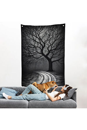Karanlıktaki Gizemli Ağaç Duvar Örtüsü-7508
