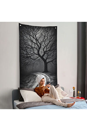 Karanlıktaki Gizemli Ağaç Duvar Örtüsü-7508