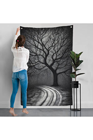 Karanlıktaki Gizemli Ağaç Duvar Örtüsü-7508