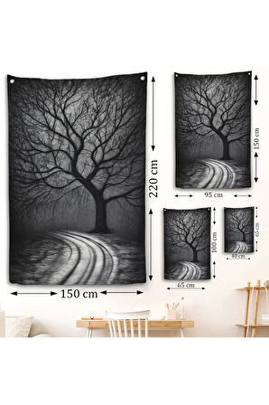 Karanlıktaki Gizemli Ağaç Duvar Örtüsü-7508