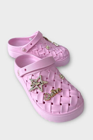 Kadın Taşlı Comfort Hafif Yüksek Taban Yazlık Sandalet Terlik PEMBE