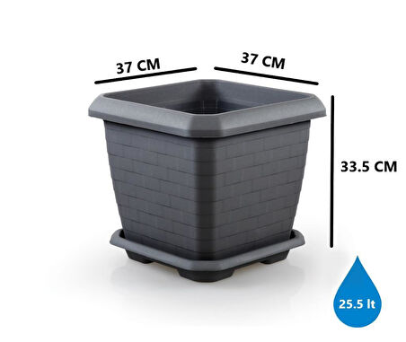 Omnipazar SO-HK03 Hisar Kare Tabaklı Saksı 25.5 litre 3 Adet