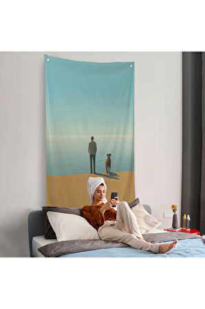 Sahilde Tefekkür Eden Adam Duvar Örtüsü-7509