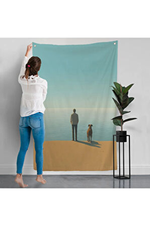 Sahilde Tefekkür Eden Adam Duvar Örtüsü-7509