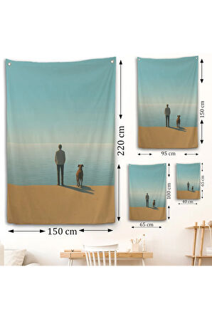 Sahilde Tefekkür Eden Adam Duvar Örtüsü-7509