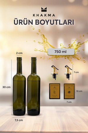 Amber Gold 2'li 750 Ml Zeytinyağı Sıvıyağ Şişesi Yağdanlık Yağlık 750gold