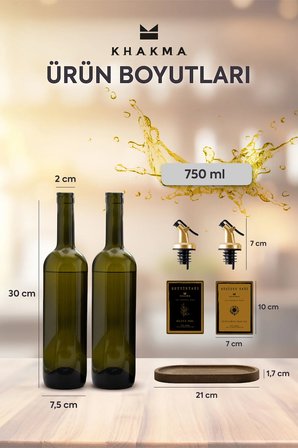 Ahşap Stantlı Amber Gold 2'li 750 Ml Zeytinyağı Sıvıyağ Şişesi Yağdanlık Yağlık 750stantlırg