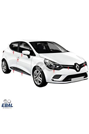 Renault Clio 4 hb krom aksesuar seti 8 ürün 29 parça 2012-2018 Arası P.Çelik
