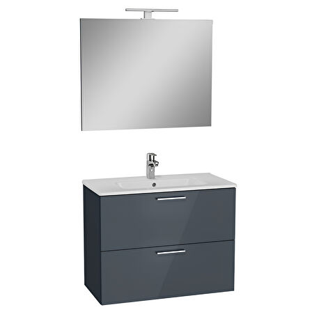 VitrA Mia 75100 Banyo Dolabı Seti Çekmeceli 80 cm Antrasit