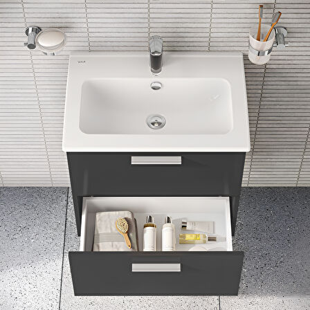 VitrA Mia 75102 Banyo Dolabı Seti Çekmeceli 60 cm Antrasit