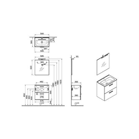 Vitra Mia Cordoba Banyo Dolabı Seti 60 Cm 75103