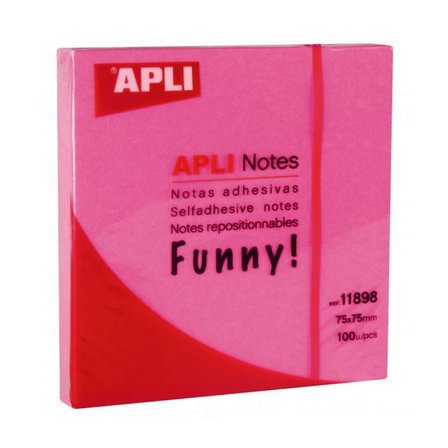 Aplı Yapışkanlı Not Kağıdı Pembe Funny 100 Yaprak 75X75 11898 (12 Li Paket)