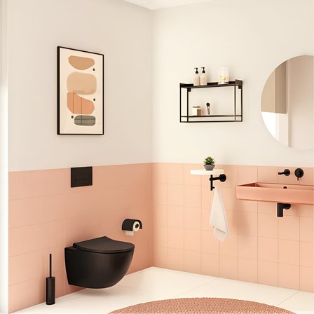 Vitra S60 SmootFlush Mat Siyah Asma Klozet 7510B083-0090, Vitra Mat Siyah Gömme Rezervuar Set 768-1851