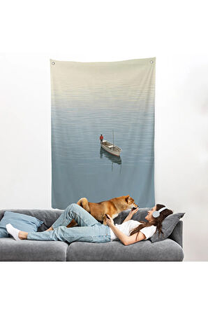 Göldeki Yalnız Adam Duvar Örtüsü-7510