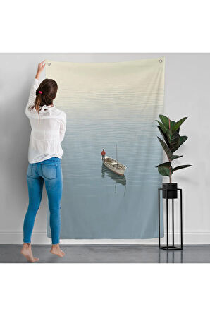 Göldeki Yalnız Adam Duvar Örtüsü-7510