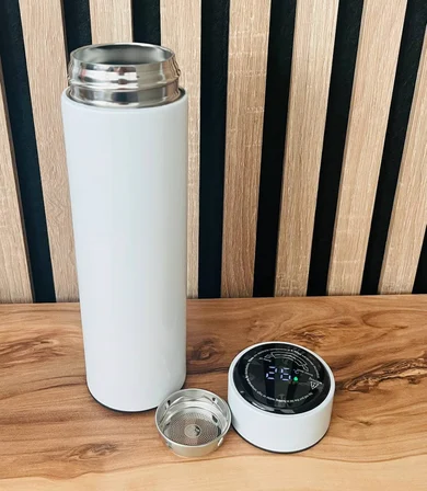Kişiye Özel 500 ml Dijital Dereceli & Süzgeçli Vakumlu Çelik Termos