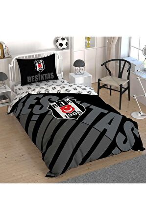 TAÇ BEŞİKTAŞ SİYAH LOGO TEK KİŞİLİK LİSANSLI NEVRESİM TAKIMI