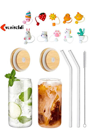 2 Adet Isıya Dayanıklı Pipetli Bambu Kapaklı (2 PİPET KAPAĞI, 2 CAM PİPET VE 1 TEMİZLEME FIRÇASI)