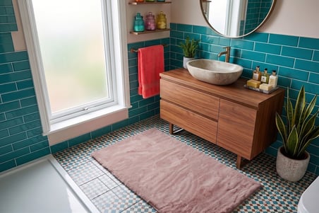 Tavşan Tüyü Kahverengi Düz Peluş Yumuşak Kaymaz TPR Tabanlı Banyo Paspas 60X90