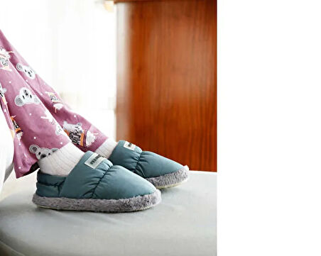 Peluche Mold Gray Parachute Child Slipper Çocuk Günlük Ev Pandufu PAR-CKI Yeşil