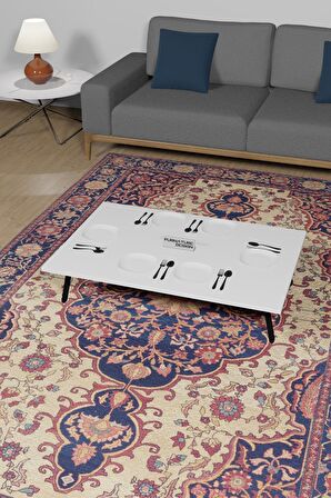 60x90 Cm Yer Sofrası Katlanır Ayaklı Portatif Yemek Hamur Açma Masası Beyaz