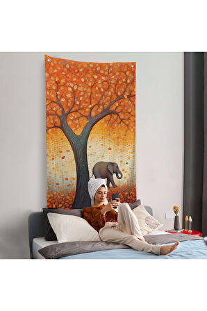 Portakal Ağacı ve Altındaki Fil Duvar Örtüsü-7513