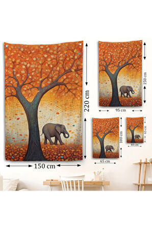 Portakal Ağacı ve Altındaki Fil Duvar Örtüsü-7513