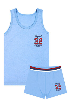 Öts Erkek Çocuk Atlet Boxer Likralı Mavi Legend (%96 Pamuk - %4 Elastan)