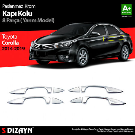 S-Dizayn Toyota Corolla Krom Kapı Kolu Yarım Model 4 Prç. 2013-2018