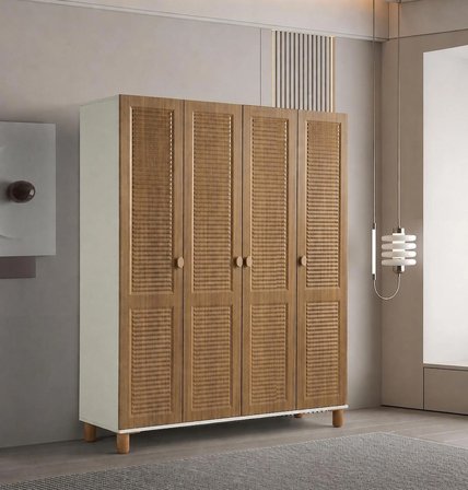 Pema Home Favori %100 MDF Membran 4 Kapaklı Dolap Gardırop Aynasız