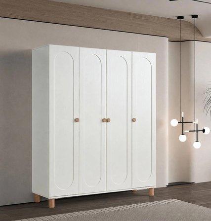 Pema Home Favori %100 MDF Membran 4 Kapaklı Dolap Gardırop Aynasız